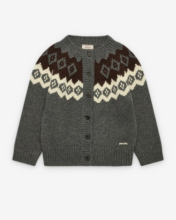 Prada - Women's Wool and Cashmere Cardigan - (Slate/Natural)