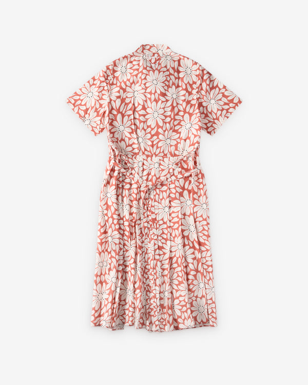 Prada - Women's Printed Pleated Pongé Dress - (Copper)