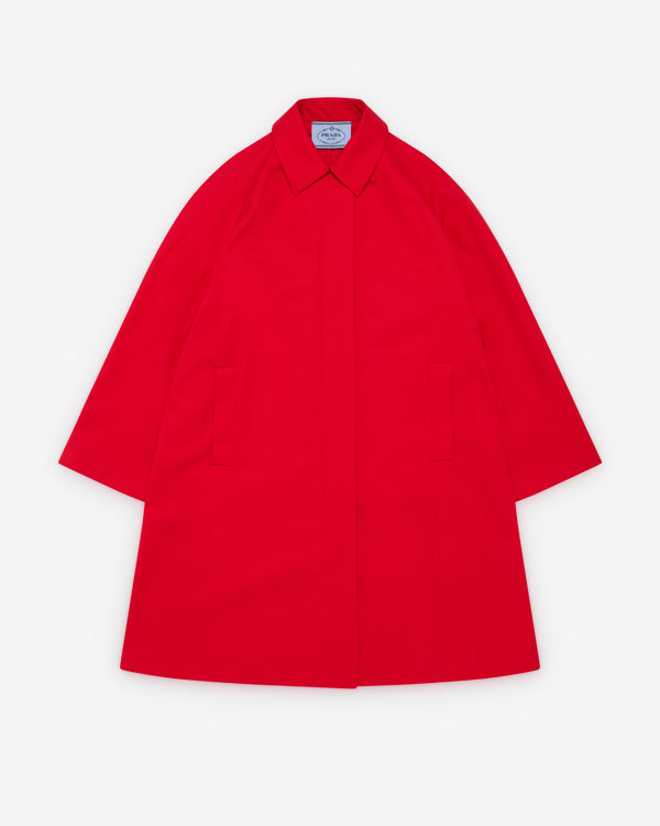 Prada - Women's Single-Breasted Gabardine Coat - (Red)