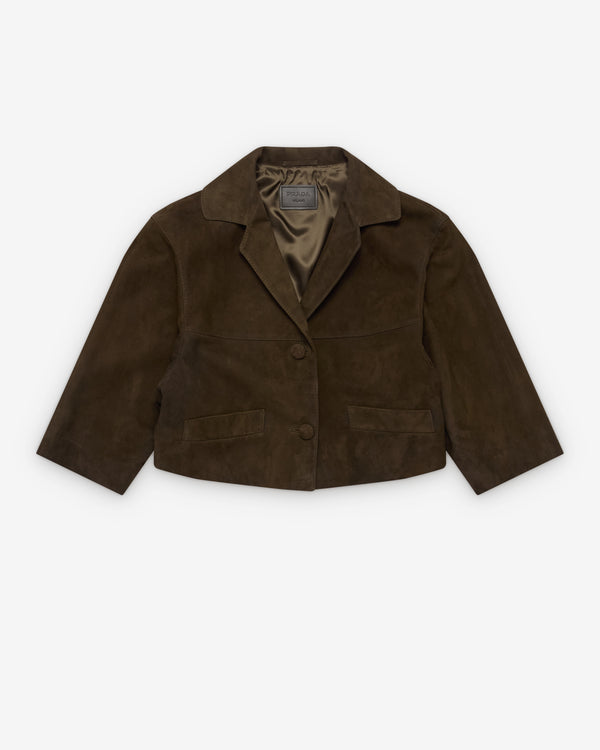 Prada - Women's Cropped Suede Jacket - (Camouflage Green)