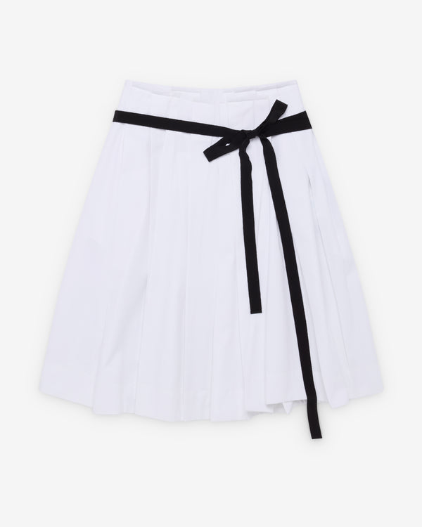 Prada  - Women's Belted Gabardine Skirt - (White)