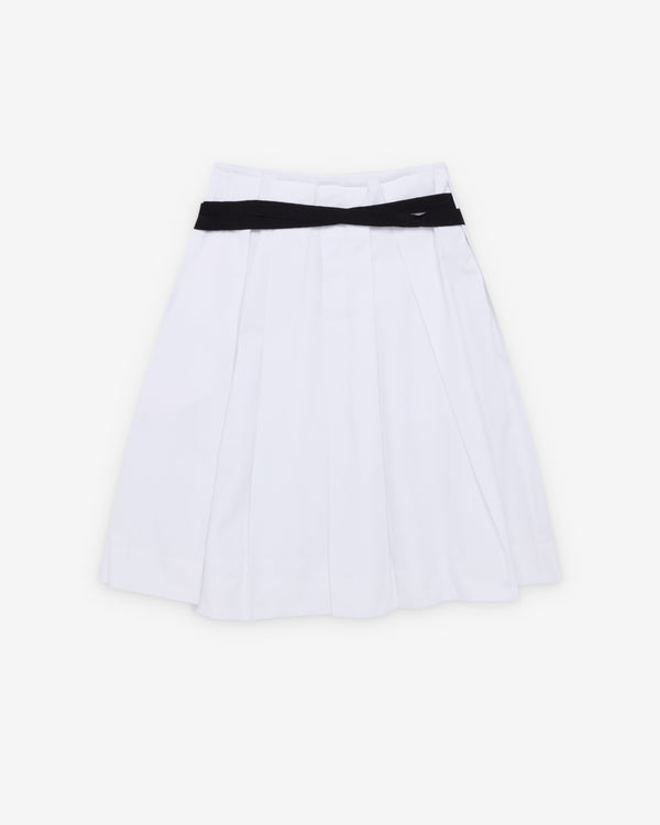 Prada  - Women's Belted Gabardine Skirt - (White)