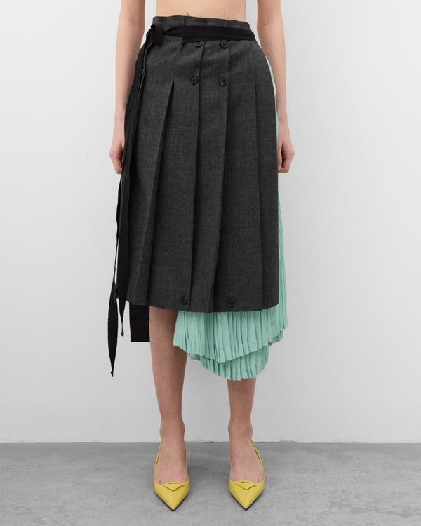 Prada  - Women's Rush Stitch Patchwork Skirt - (Slate Grey)