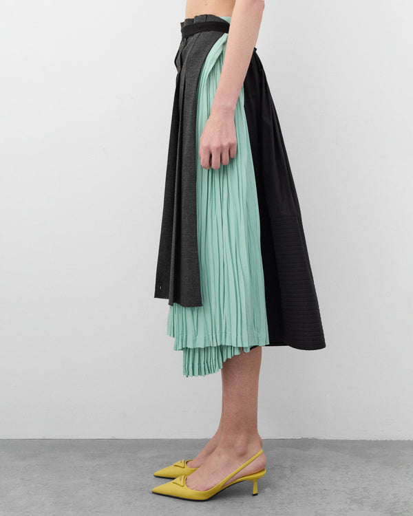 Prada  - Women's Rush Stitch Patchwork Skirt - (Slate Grey)