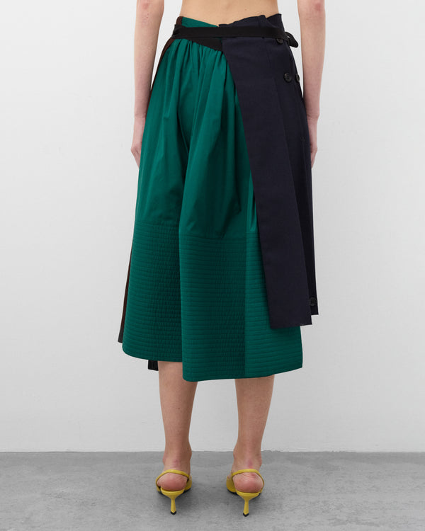 Prada  - Women's Rush Stitch Patchwork Skirt - (Navy)