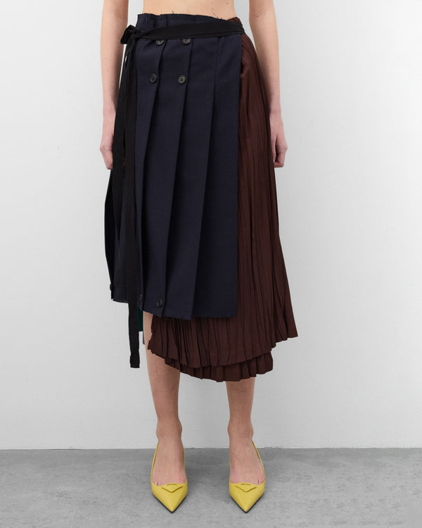 Prada  - Women's Rush Stitch Patchwork Skirt - (Navy)