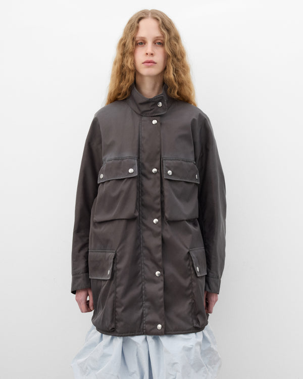 Prada  - Women's Washed Re-Nylon Field Coat - (Lead Grey)
