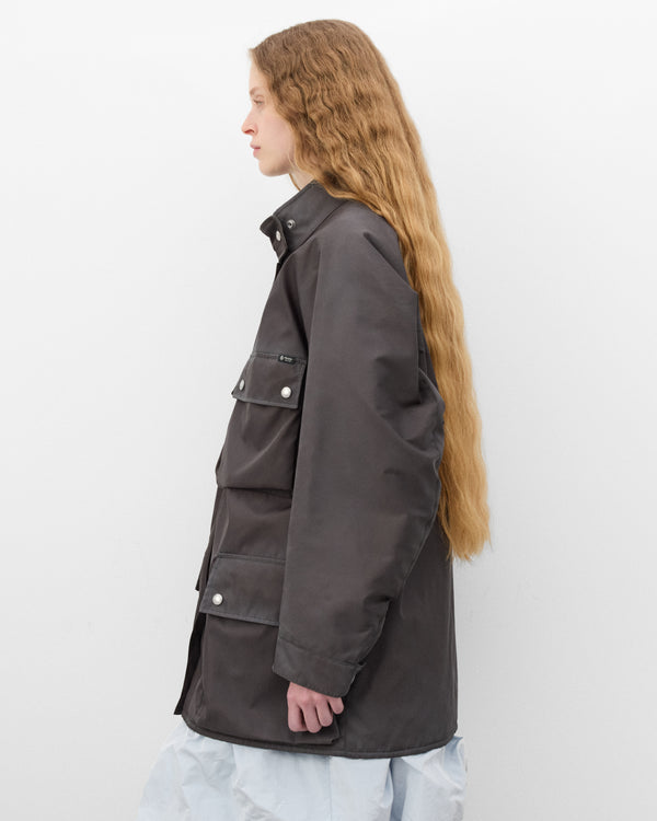 Prada  - Women's Washed Re-Nylon Field Coat - (Lead Grey)