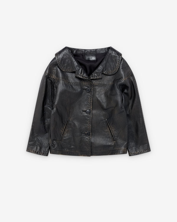 Prada  - Women's Antiqued Leather Coat - (Black)