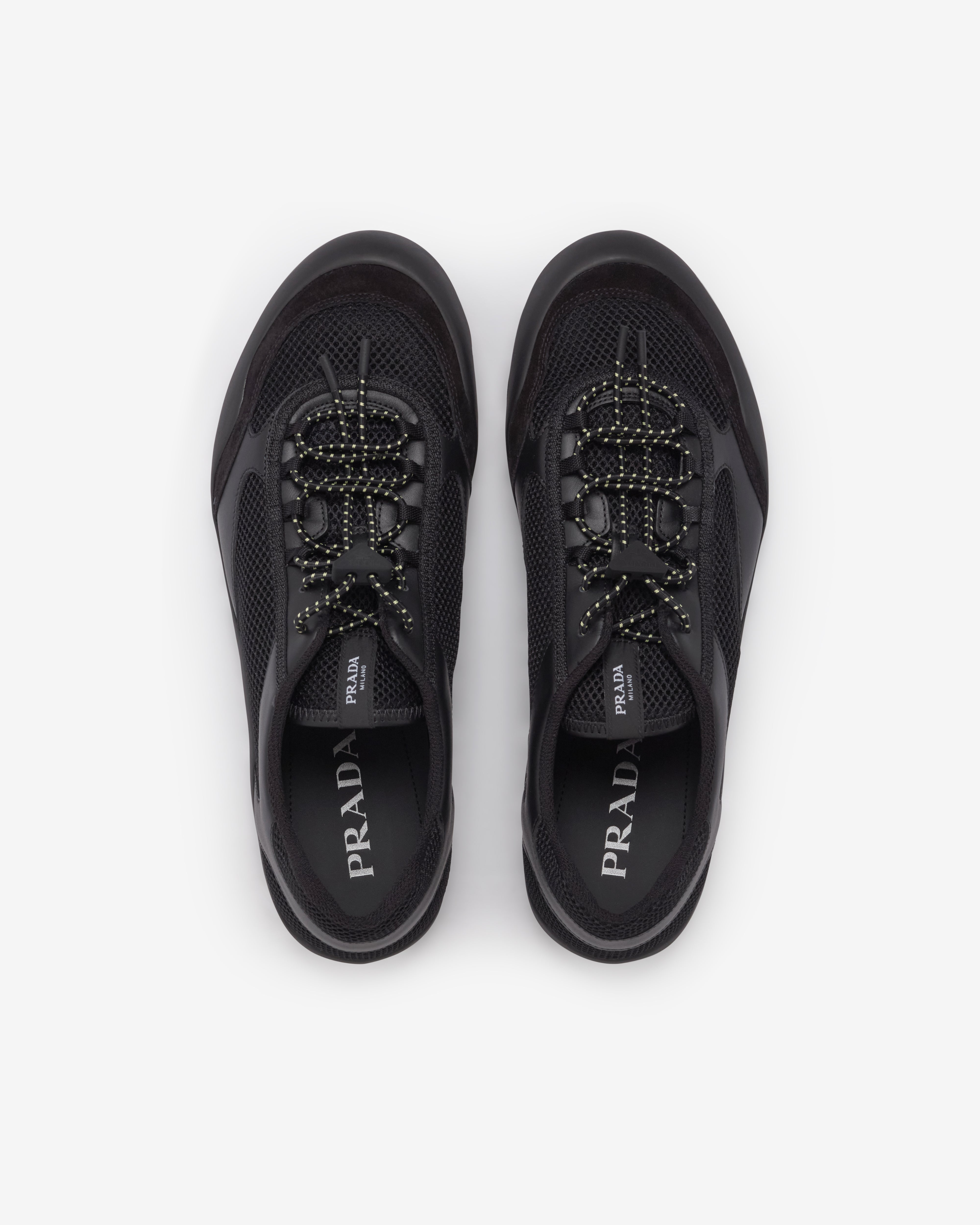 Prada : Men's Mesh Fabric Sneakers (Black) | Dover Street Market