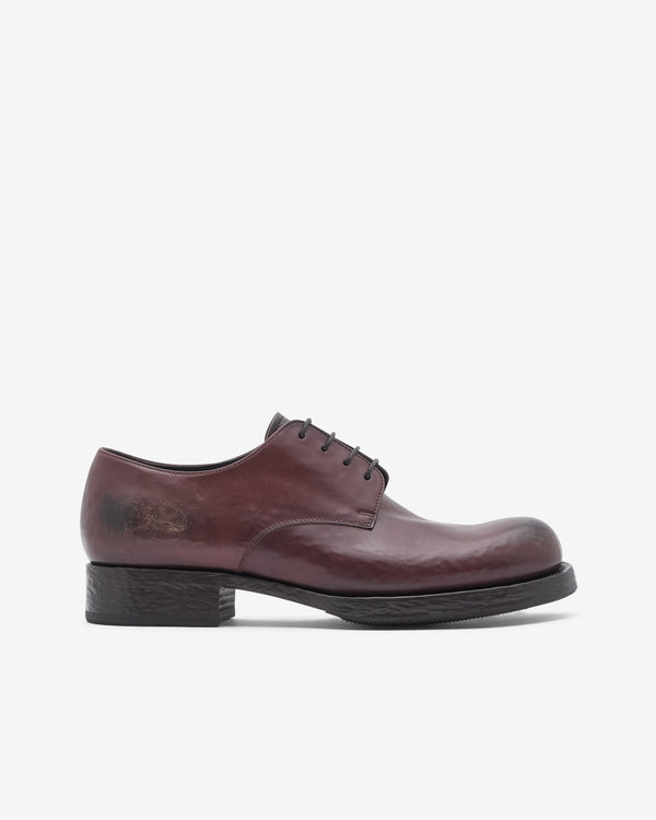 Prada  - Men's Antiqued Leather Lace-Up Shoes - (Brown)