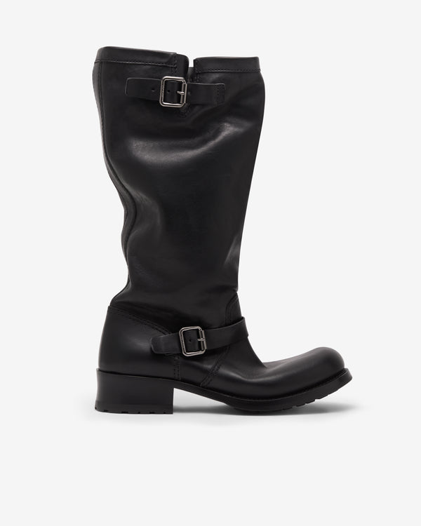 Prada  - Women's Knee Buckle Boots - (Black)