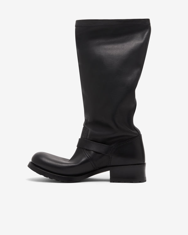 Prada  - Women's Knee Buckle Boots - (Black)