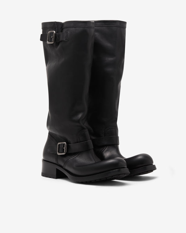 Prada  - Women's Knee Buckle Boots - (Black)