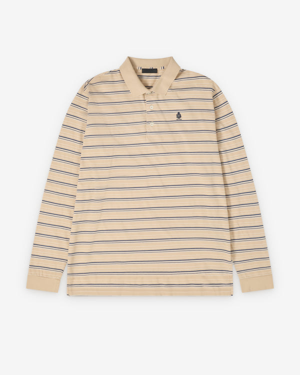 Prada  - Men's Striped Polo Shirt - (Desert/Royal Blue)