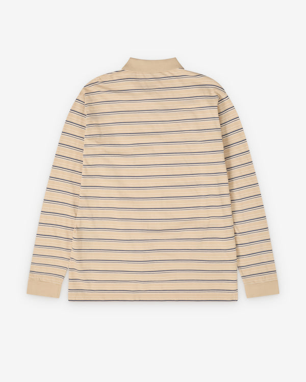 Prada  - Men's Striped Polo Shirt - (Desert/Royal Blue)
