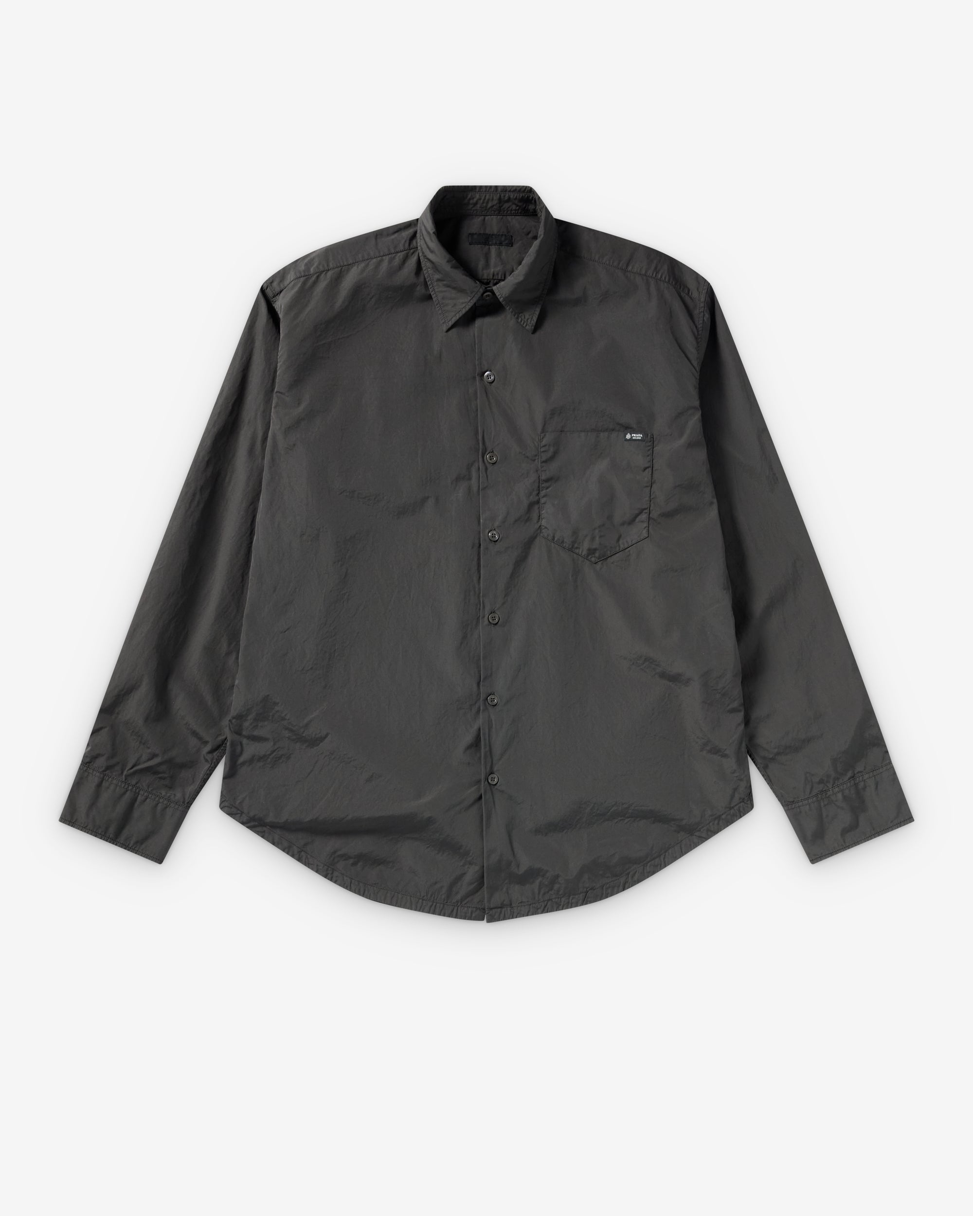 Prada - Men's Pearl Cotton Shirt - (Asphalt Gray) view 1, Click to Zoom in