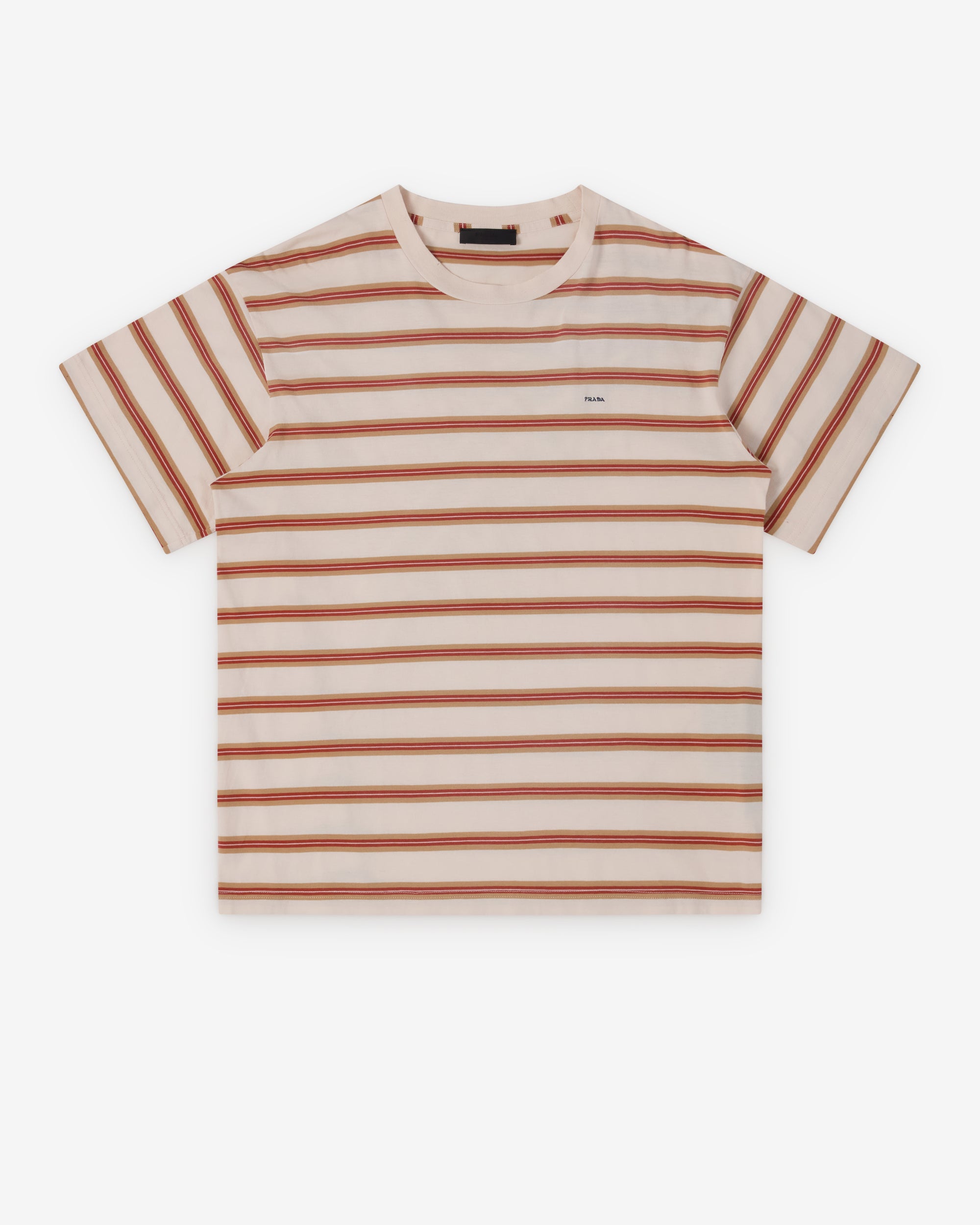 Prada - Men's Cotton Stripe T-Shirt - (Opal/Camel) view 1, Click to Zoom in