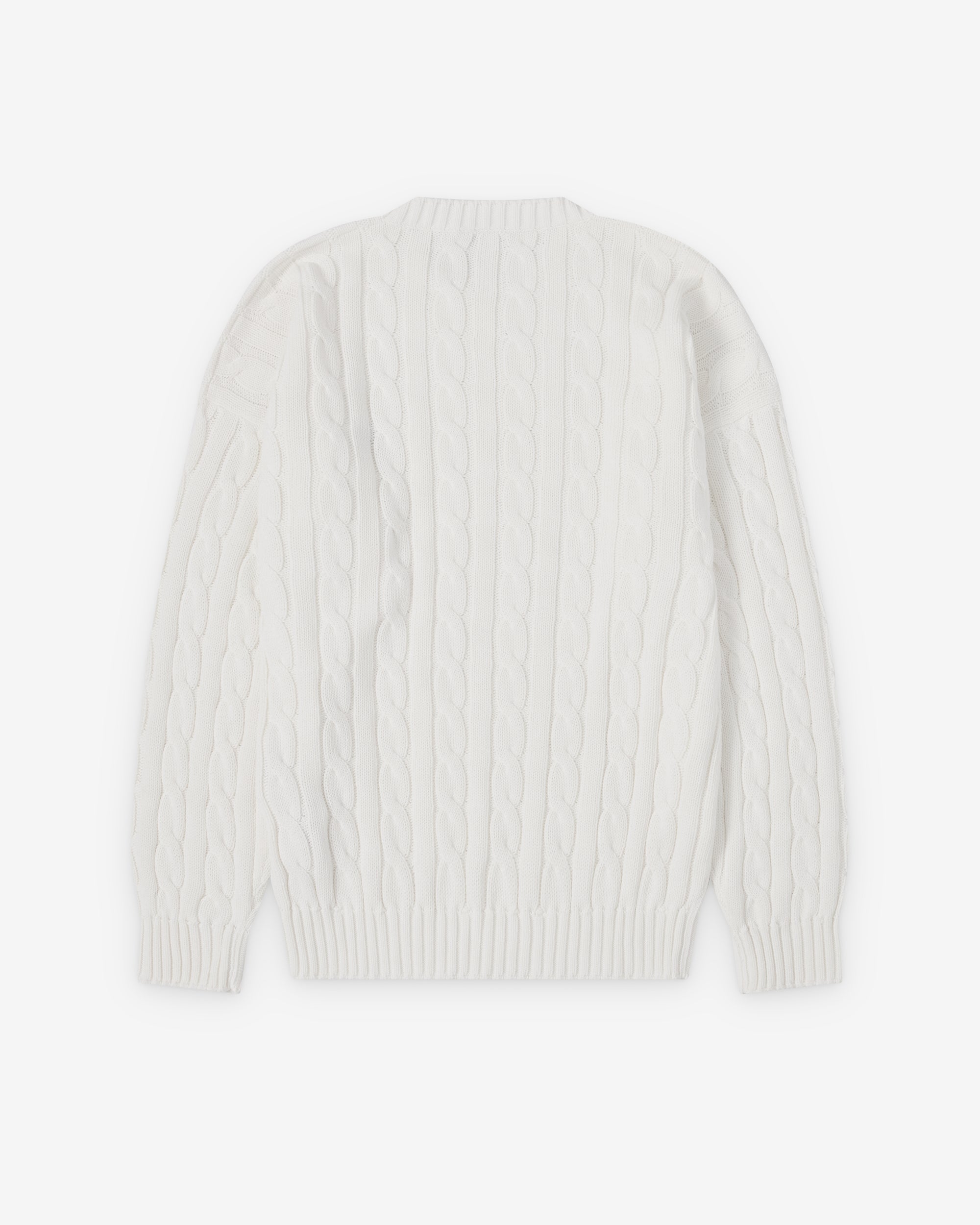 Prada - Men's Cable Knit Sweater - (White) view 2, Click to Zoom in