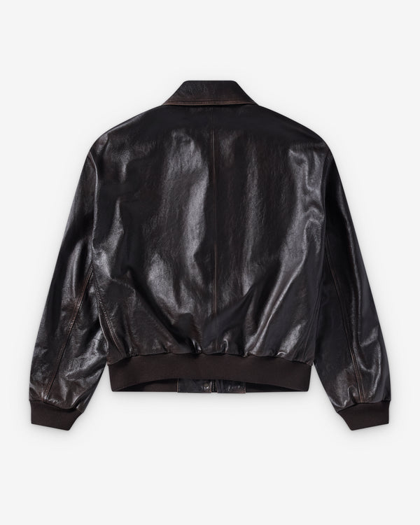 Prada  - Women's Leather Bomber Jacket - (Black)