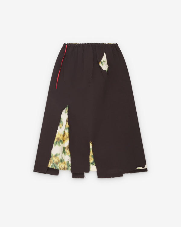 Prada  - Women's Bonded Gabardine Skirt with Devoré Effect - (Ebony)
