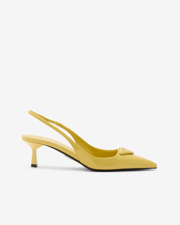 Prada - Women's Patent Leather Slingback Pumps - (Yellow)
