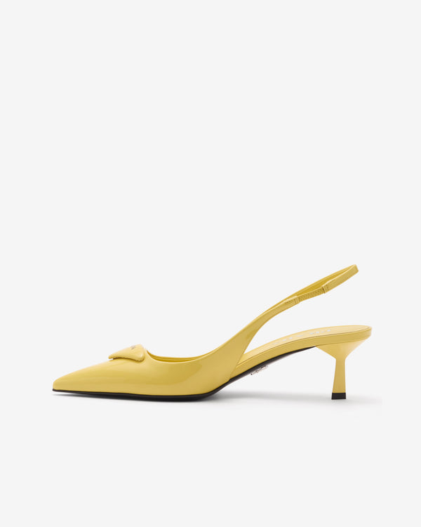 Prada - Women's Patent Leather Slingback Pumps - (Yellow)