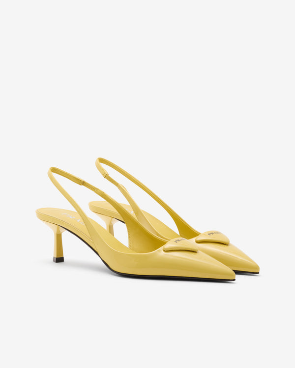 Prada - Women's Patent Leather Slingback Pumps - (Yellow)