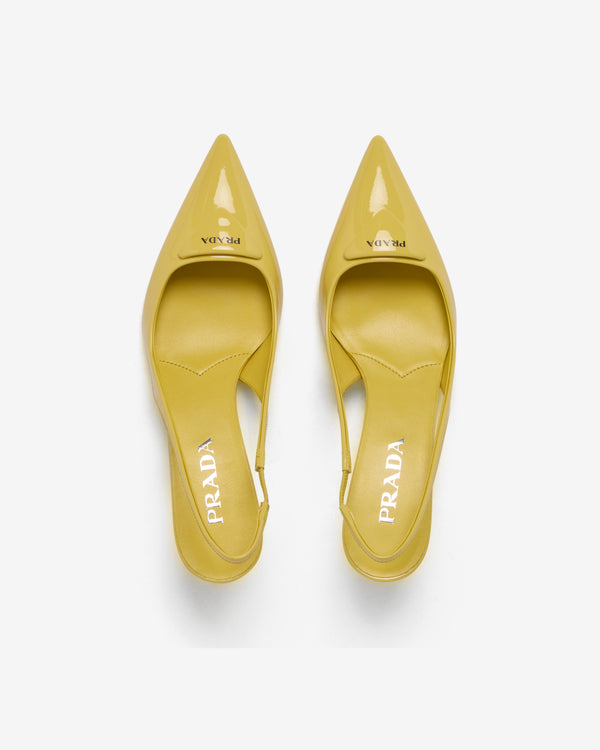 Prada - Women's Patent Leather Slingback Pumps - (Yellow)