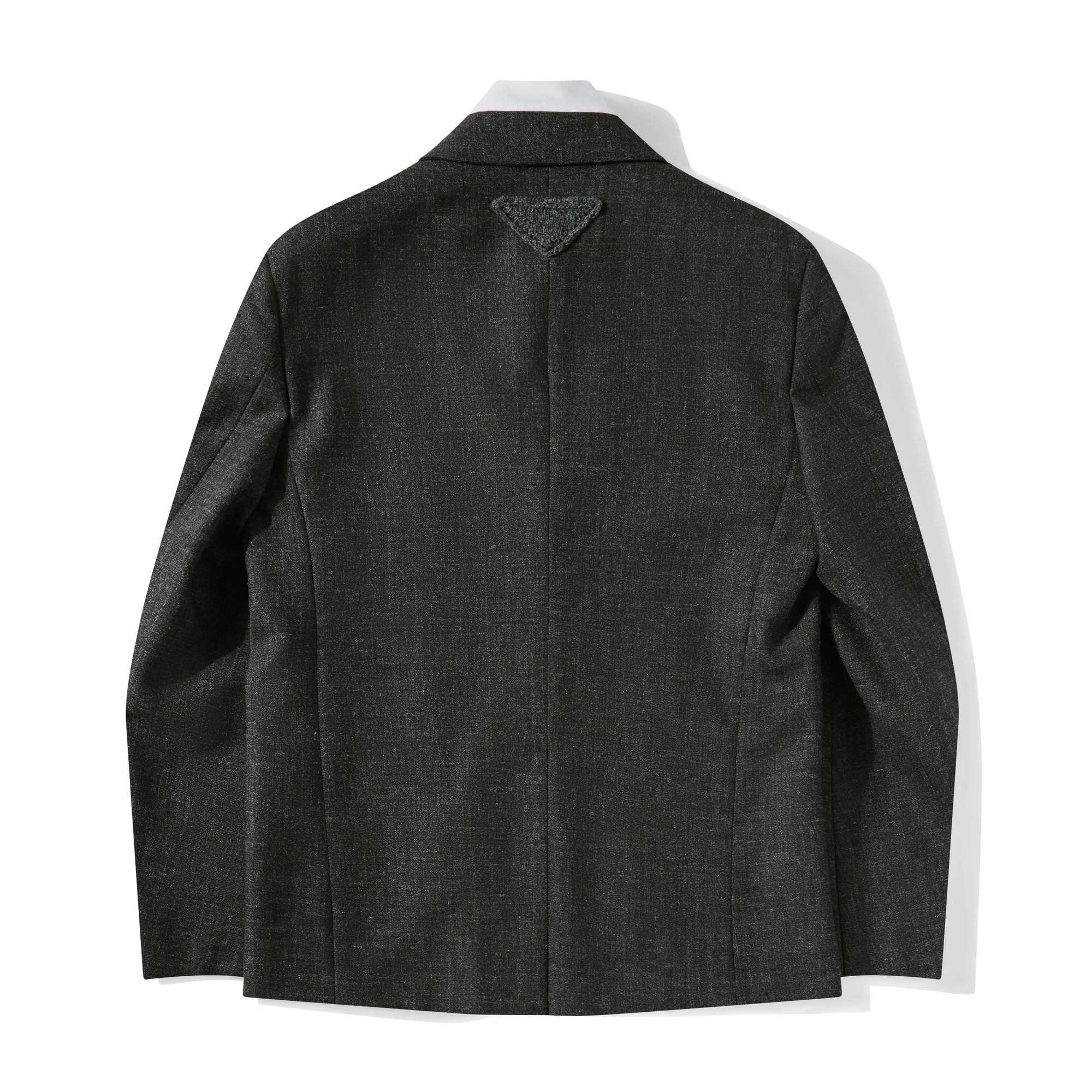 Prada - Men’s Single-breasted Wool Jacket With Collar - (Grey) view 2