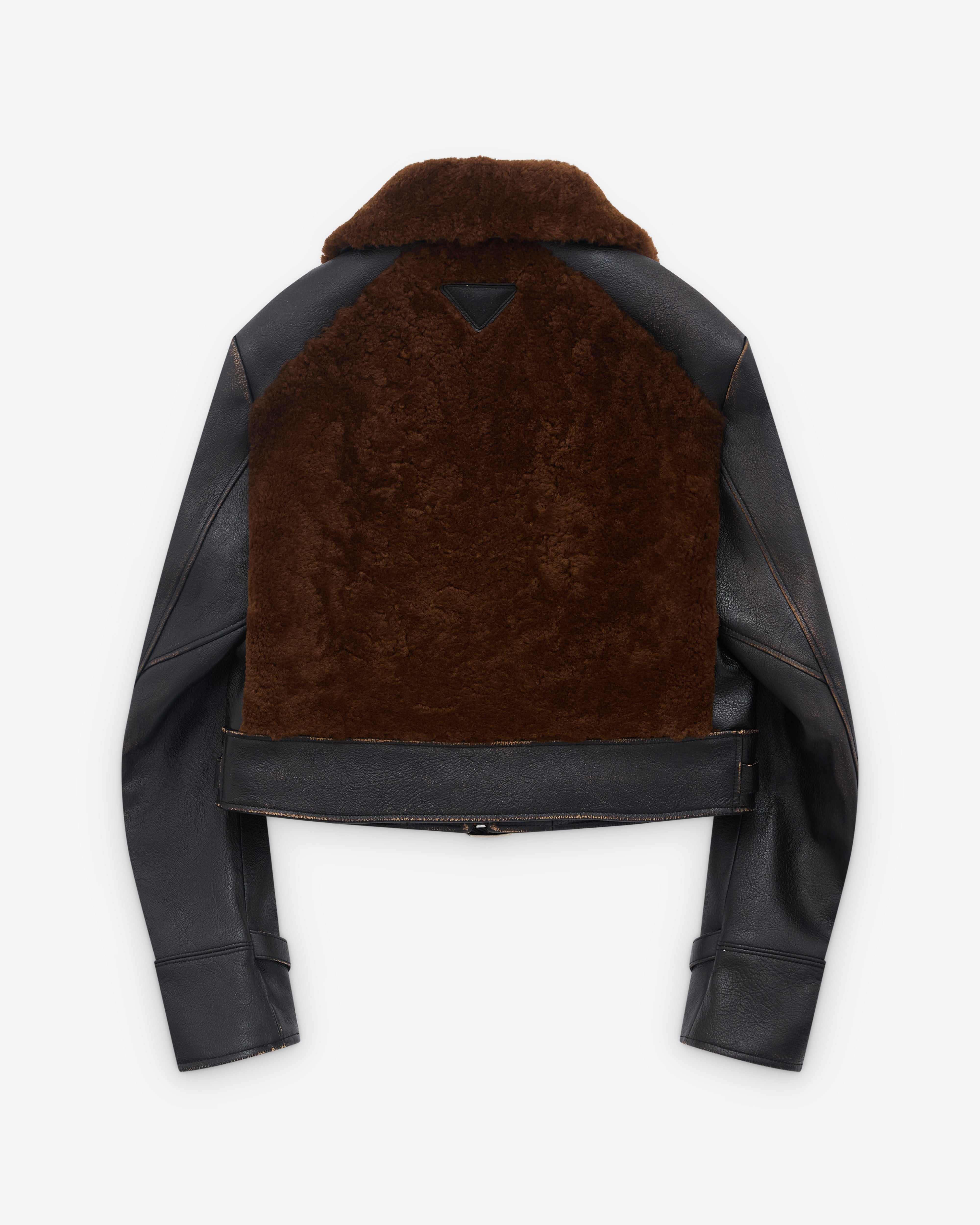 Prada: Women's Shearling Leather Jacket (Black/Brown) | DSML