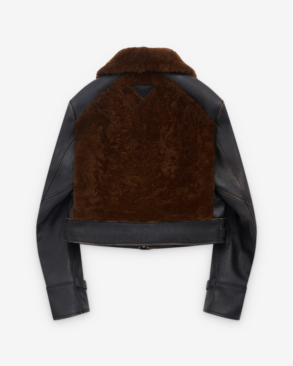 Prada - Women’s Shearling Leather Jacket - (Black/Brown)