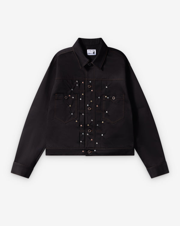 Pretty Relics - Men's Studded Satin Trucker - (Black)