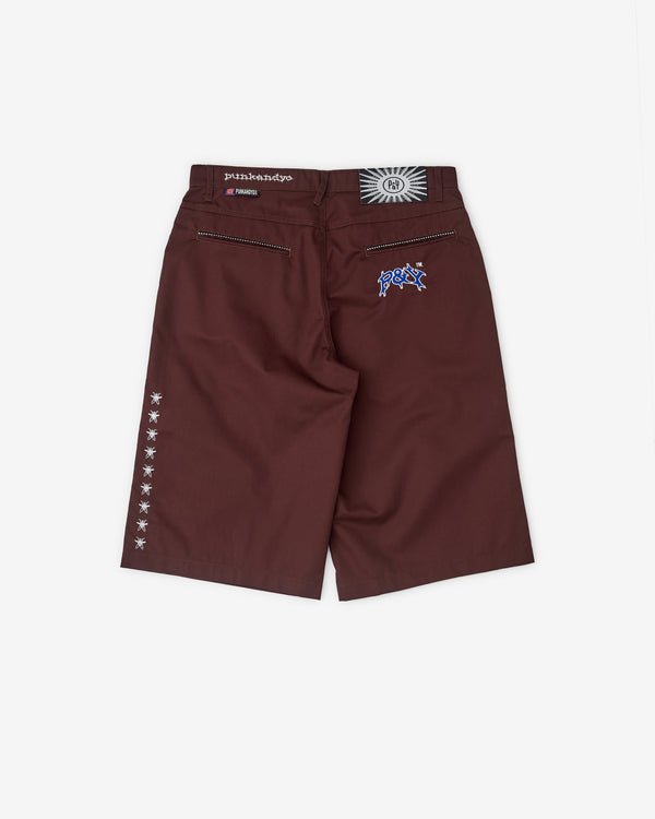 PUNKANDYO - Men's Embroidered Shorts - (Brown)
