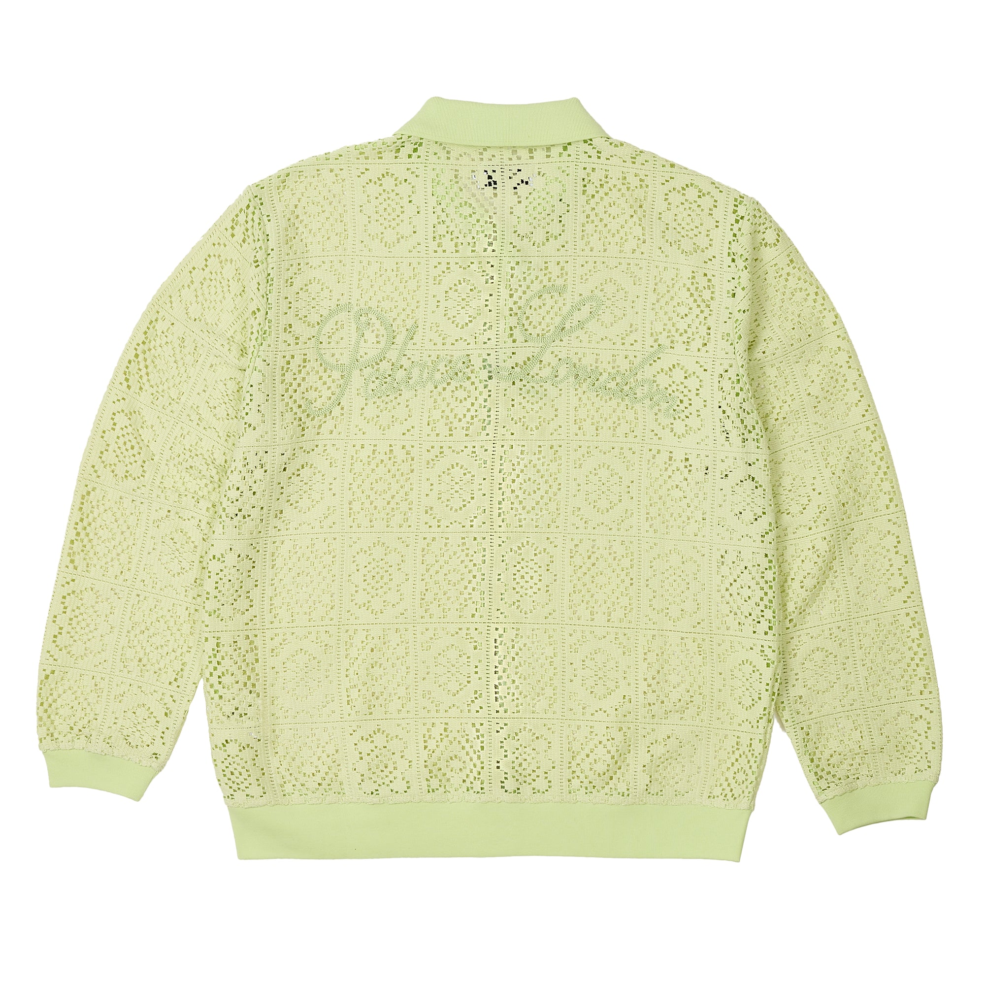 Palace - Men’s Crochet Zip Longsleeve Polo - (Lime) view 2