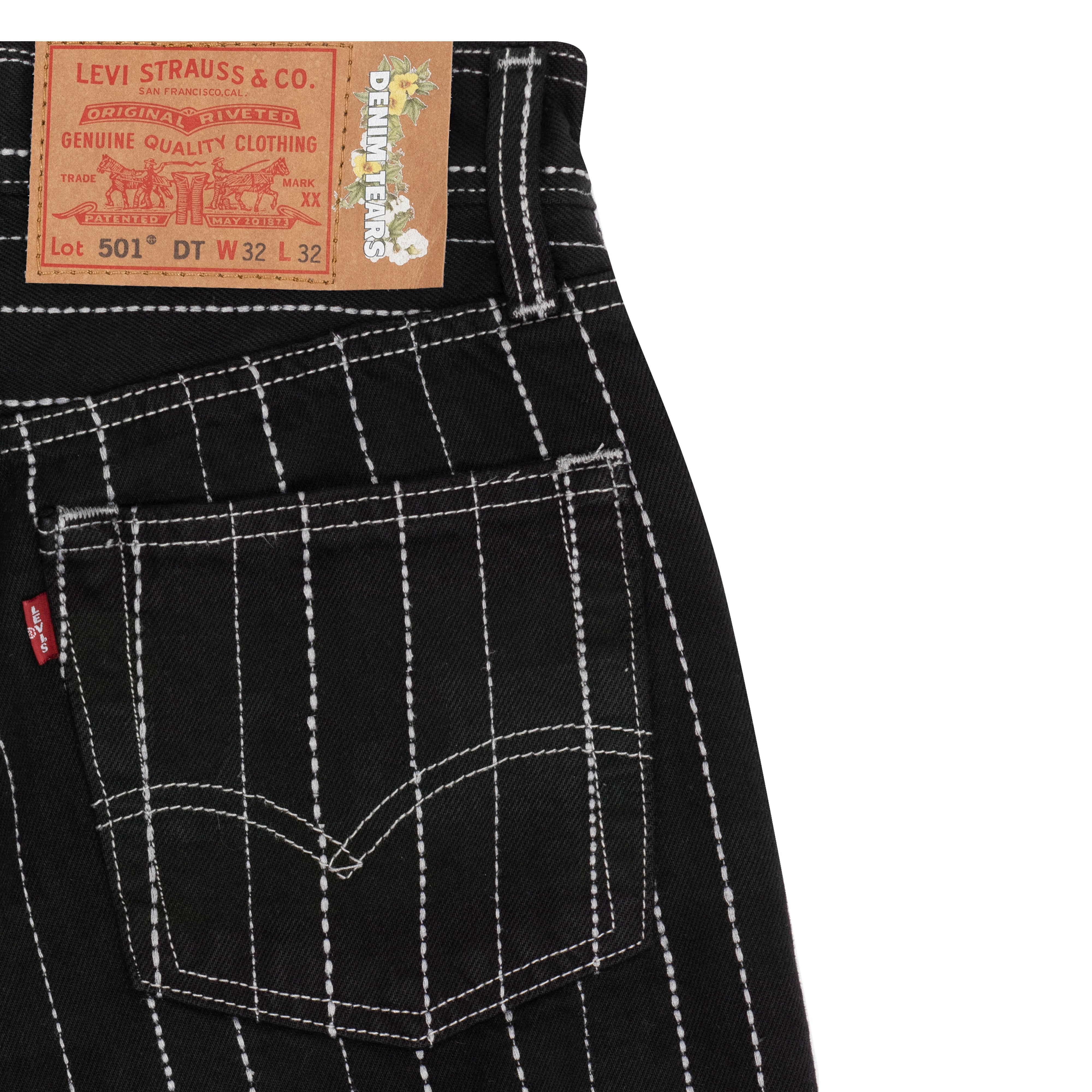 Denim Tears: Men's Peace Patchwork 501 (Black) | DSML E-SHOP
