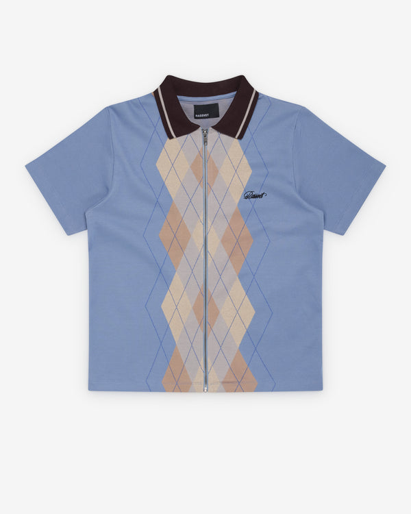 Rassvet - Men's Argyle Zip Polo Knit - (Blue)