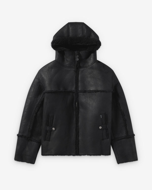 Rassvet - Men's Shearling Hooded Jacket - (Black)