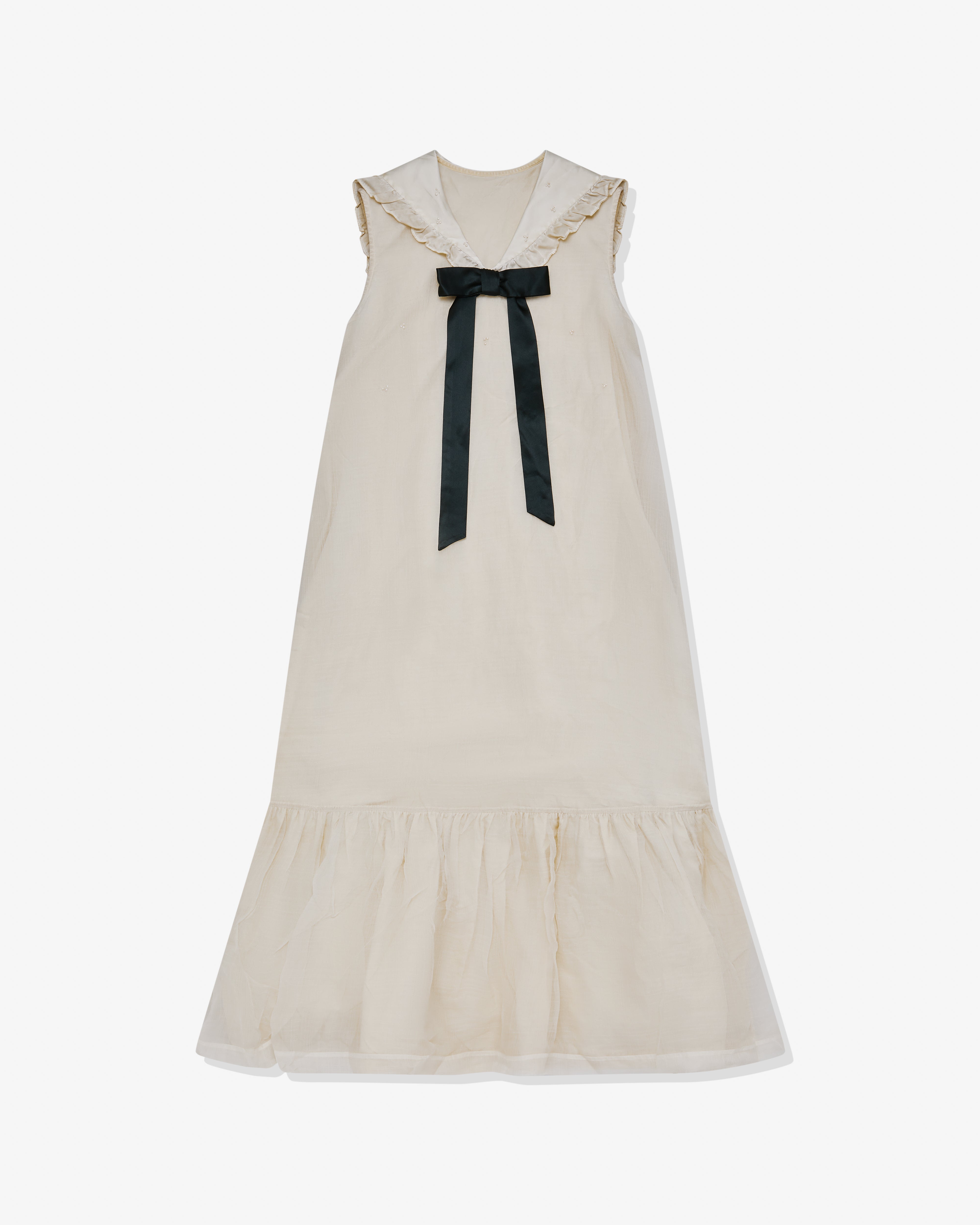 Renli Su: Women's Sailor Collar Dress (White) | DSML E-SHOP