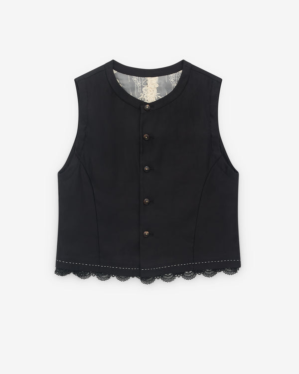 Renli Su - Women’s Lace Trim Vest - (Black)