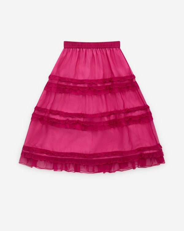 Renli Su - Women’s Tiered Skirt - (Rose Red)