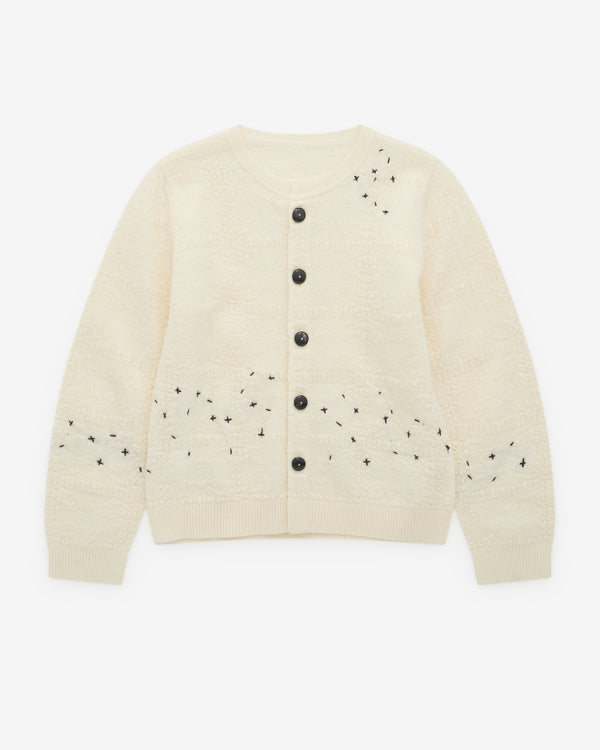 Renli Su - Women’s Round Neck Cardigan - (Rice White)