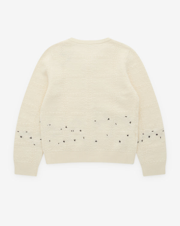 Renli Su - Women’s Round Neck Cardigan - (Rice White)