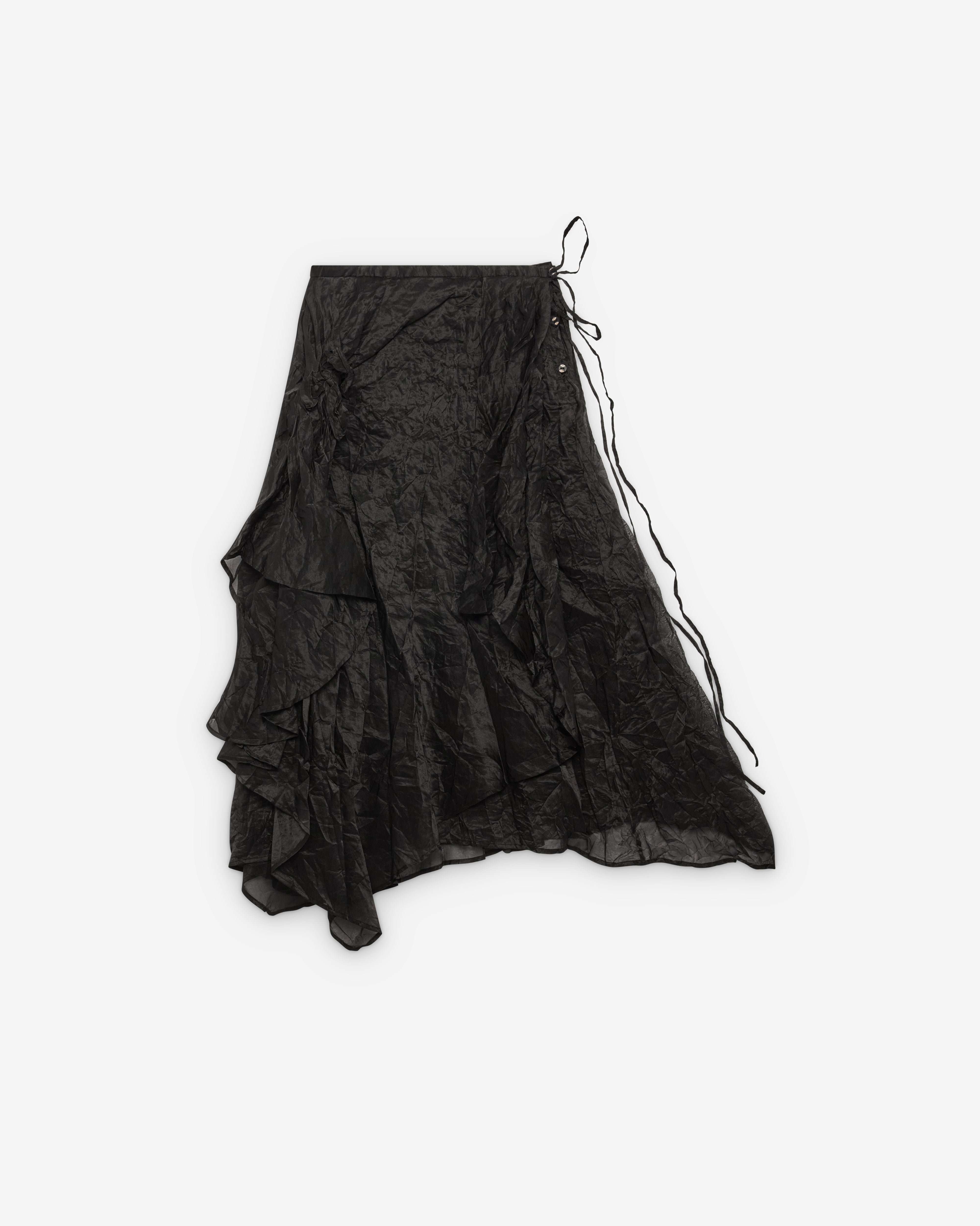 Renli Su: Women's Creased Midi Skirt (Black) | DSML E-SHOP