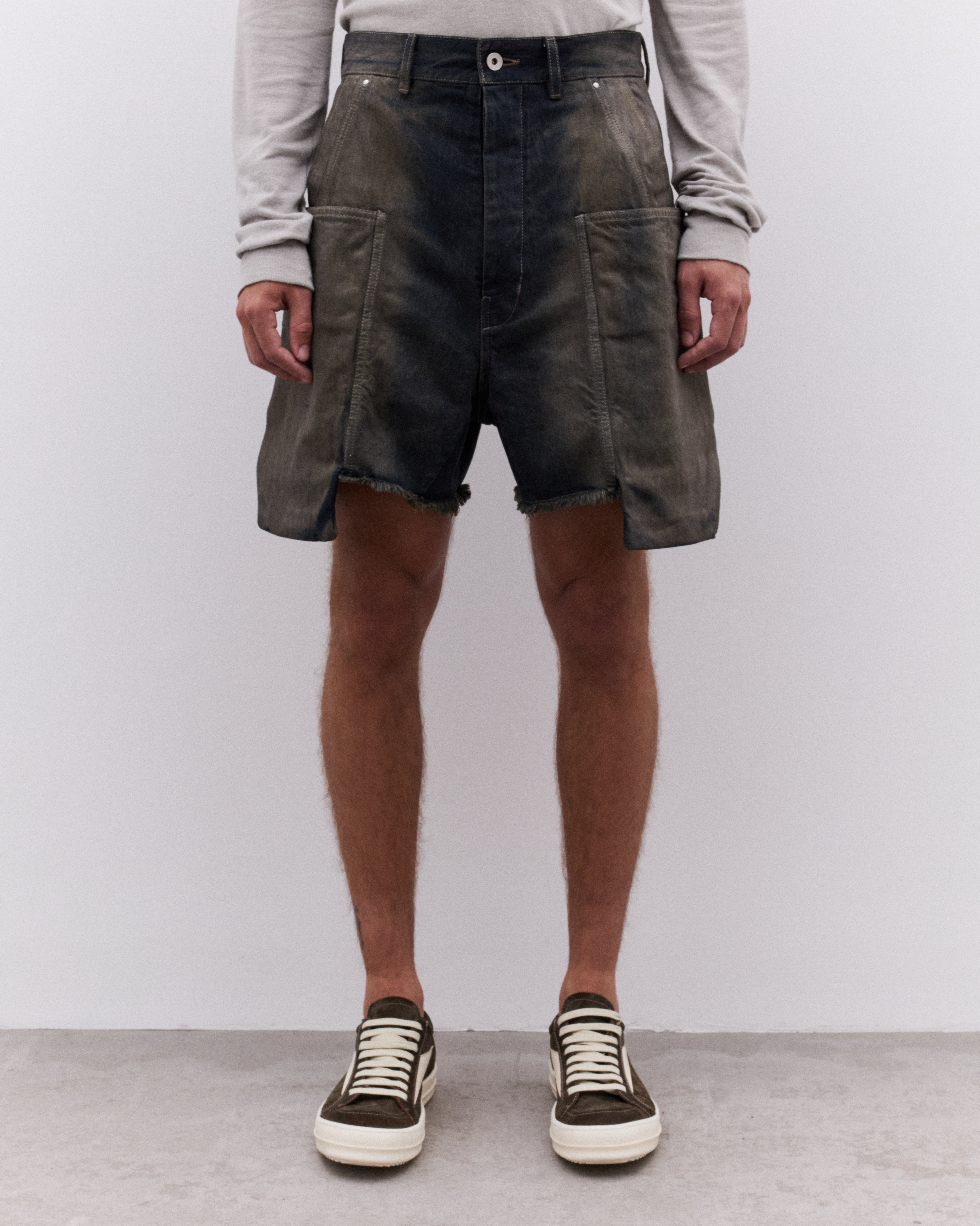 Rick Owens: Men's Stefan Cargo Shorts (Dark Denim) | Dover Street