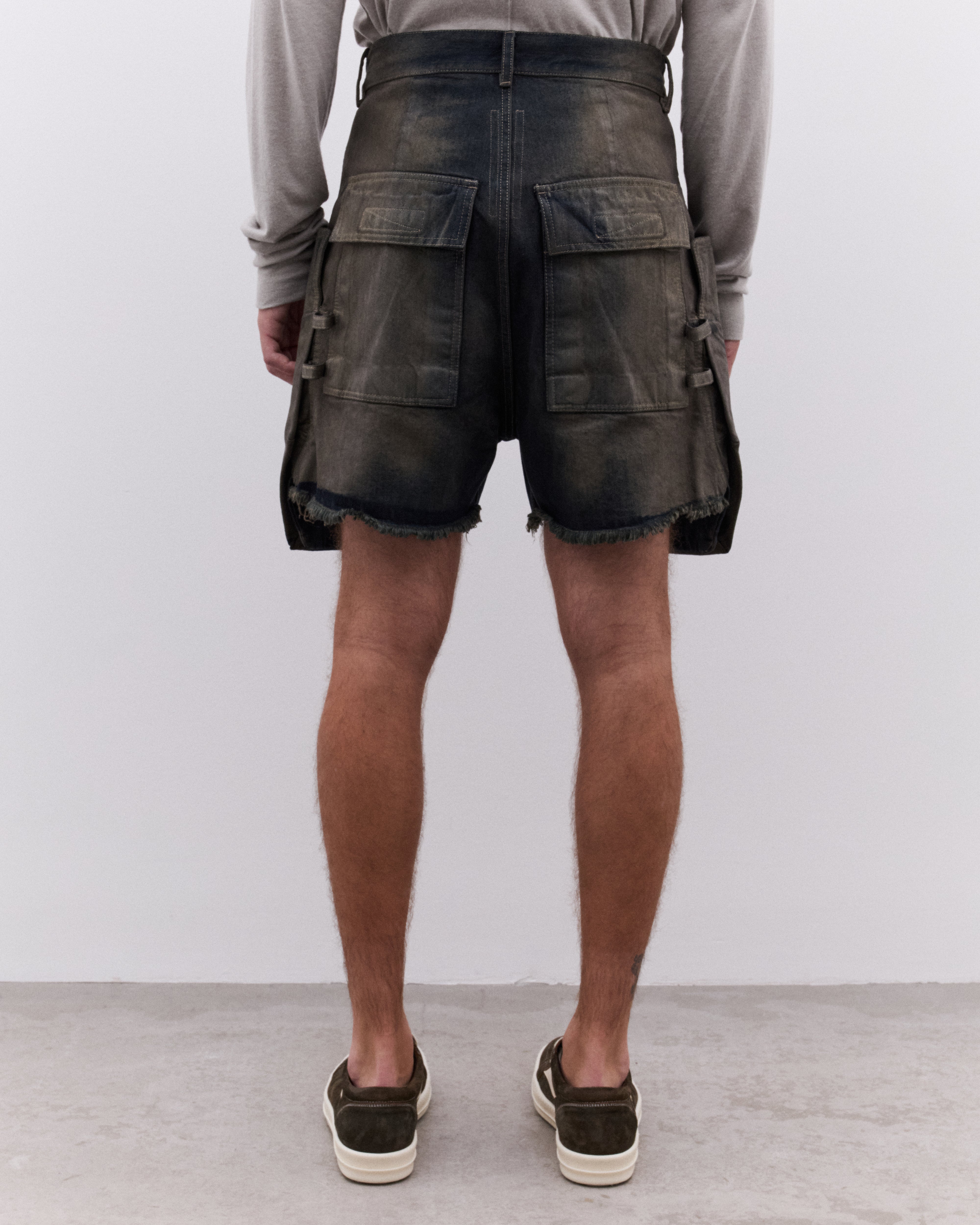 Rick Owens: Men's Stefan Cargo Shorts (Dark Denim) | Dover Street
