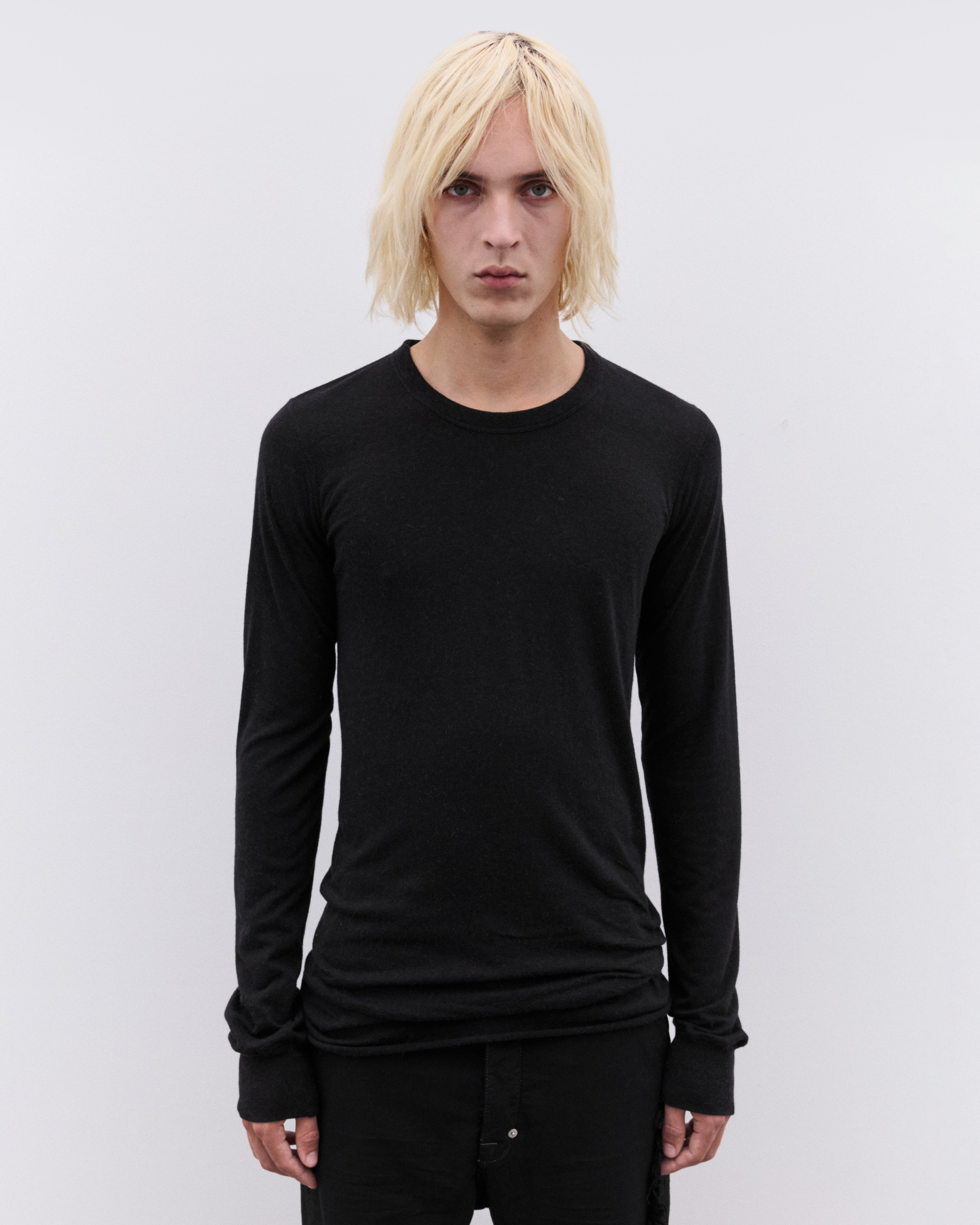 Rick Owens: Men's Basic Knit Long Sleeve T-Shirt (Black) | DSML E-SHOP