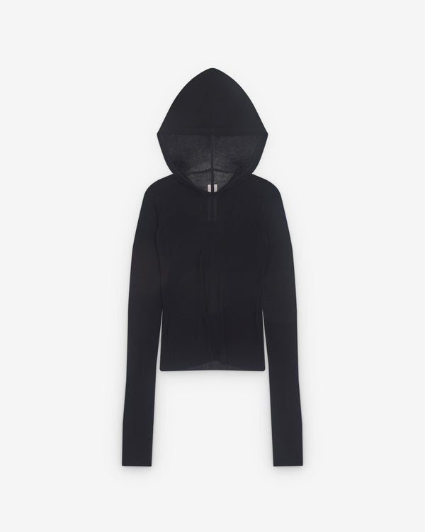 Rick Owens - Women’s Cropped Hooded Rib Long Sleeve T-Shirt - (Black)