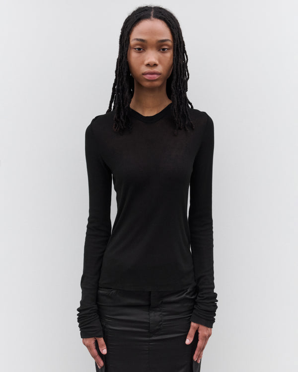 Rick Owens - Women’s Cropped Hooded Rib Long Sleeve T-Shirt - (Black)