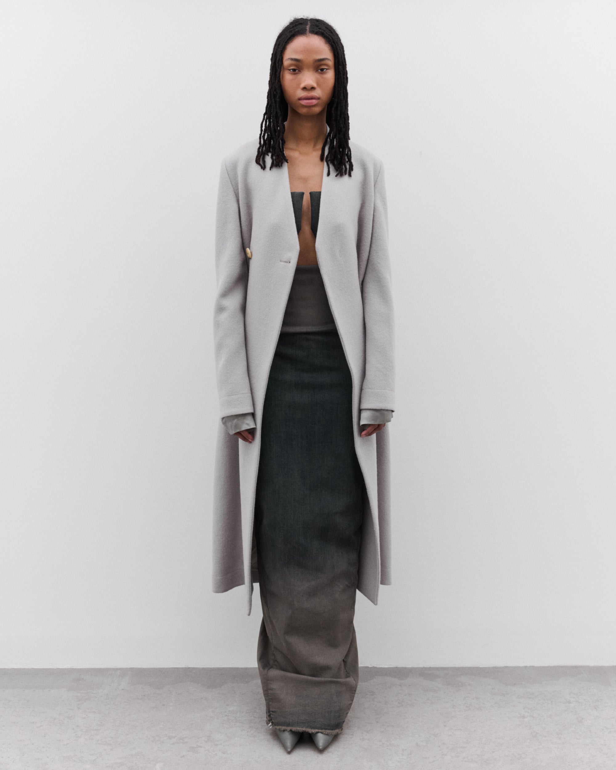 rick owens denim dress Rick Owens, Bustier-detail denim gown, Women, Black, XXS, Dresses, Cotton blend